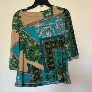 Vintage Investments Wonens Petite Large colorful stretch casual‎ office blouse